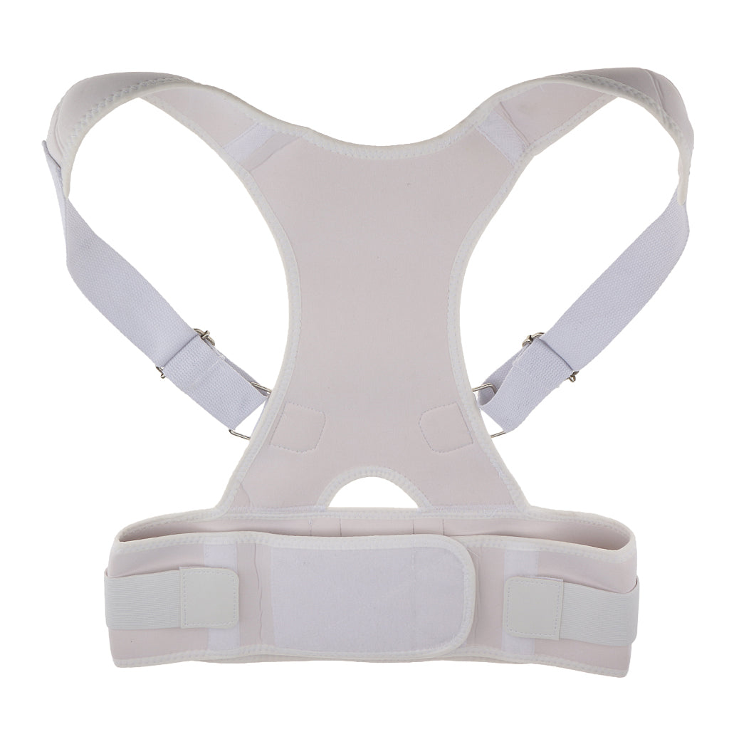 Adult Back Posture Corrector Belt Lumbar Shoulder Support Brace XL White