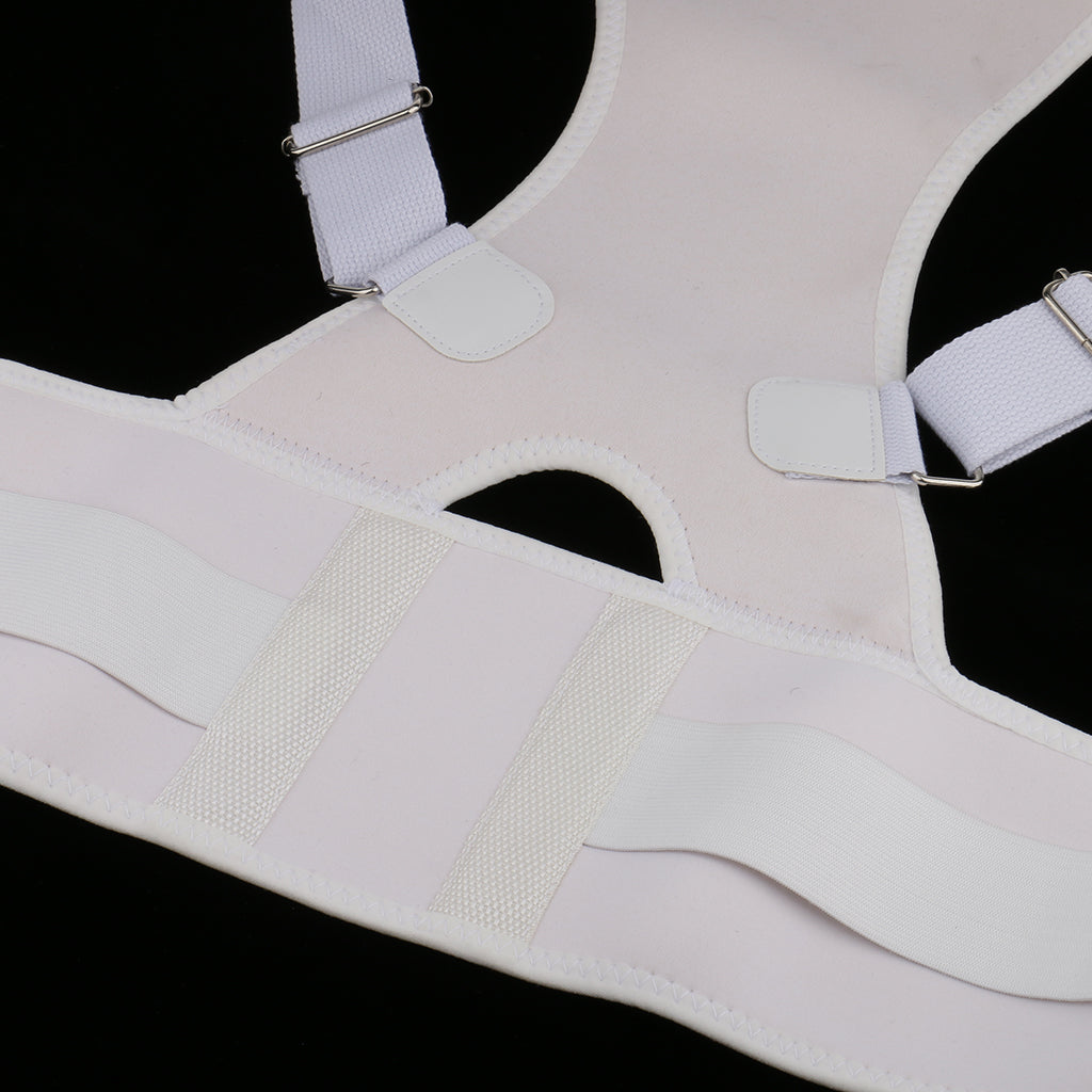 Adult Back Posture Corrector Belt Lumbar Shoulder Support Brace XL White