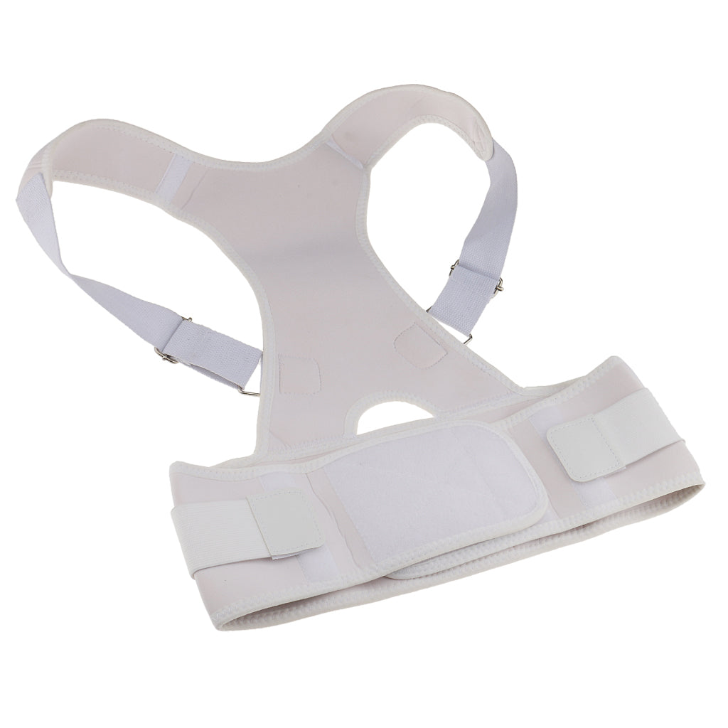 Adult Back Posture Corrector Belt Lumbar Shoulder Support Brace XL White