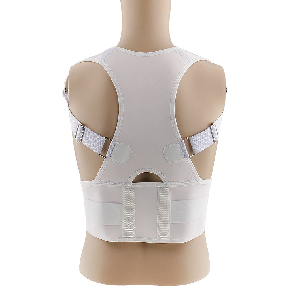 Adult Back Posture Corrector Belt Lumbar Shoulder Support Brace XL White