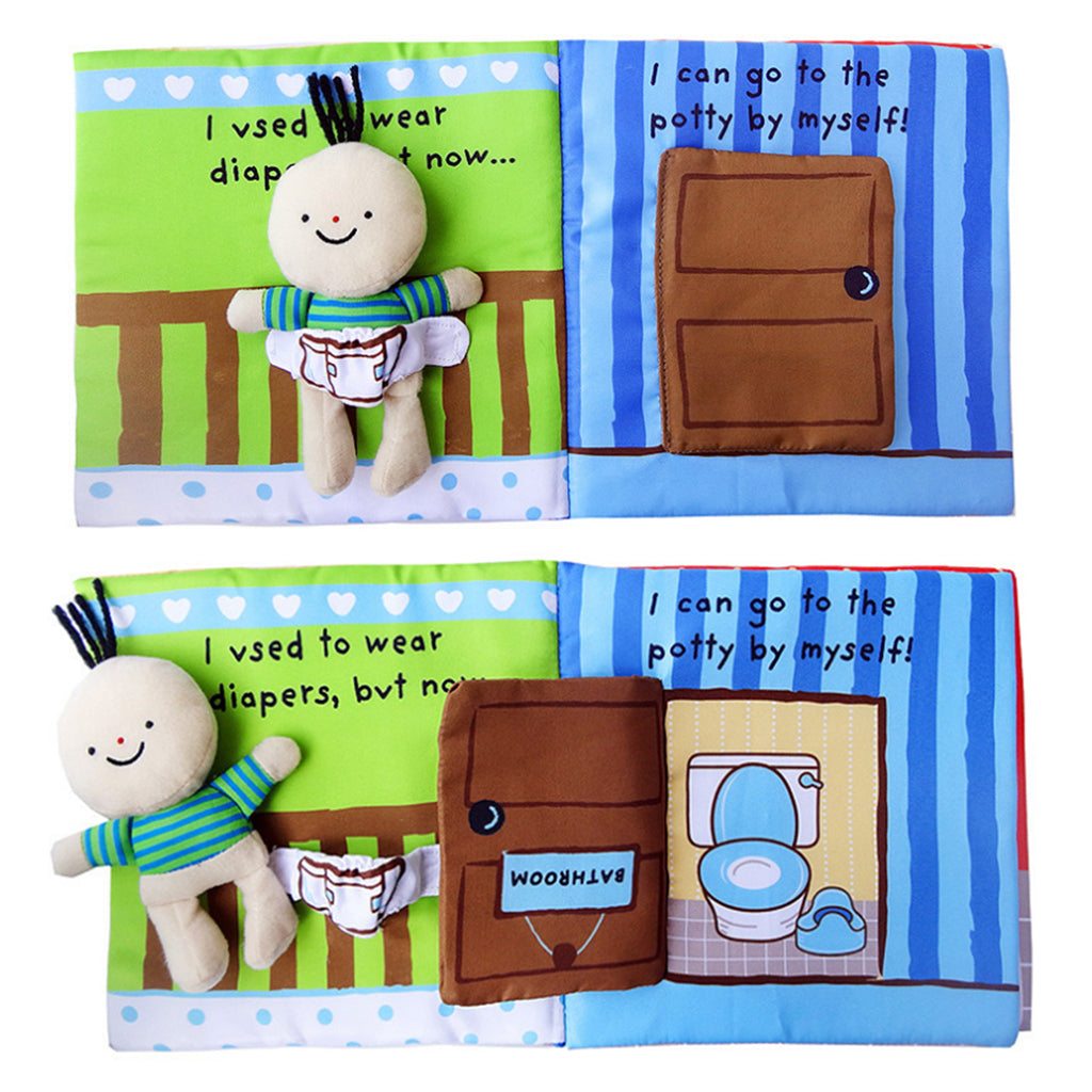 Soft Fabric Cloth Book for Baby Toddlers Early Educational Toy Potty Time