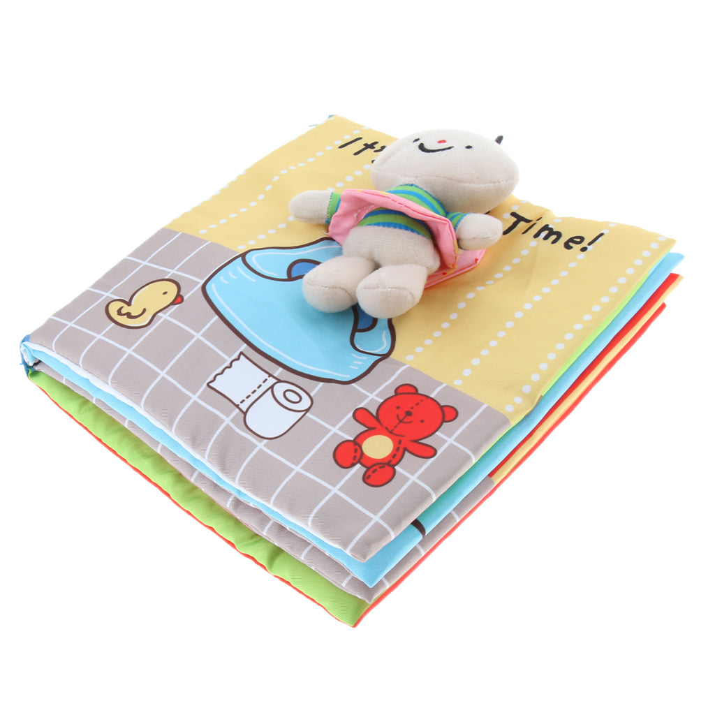 Soft Fabric Cloth Book for Baby Toddlers Early Educational Toy Potty Time