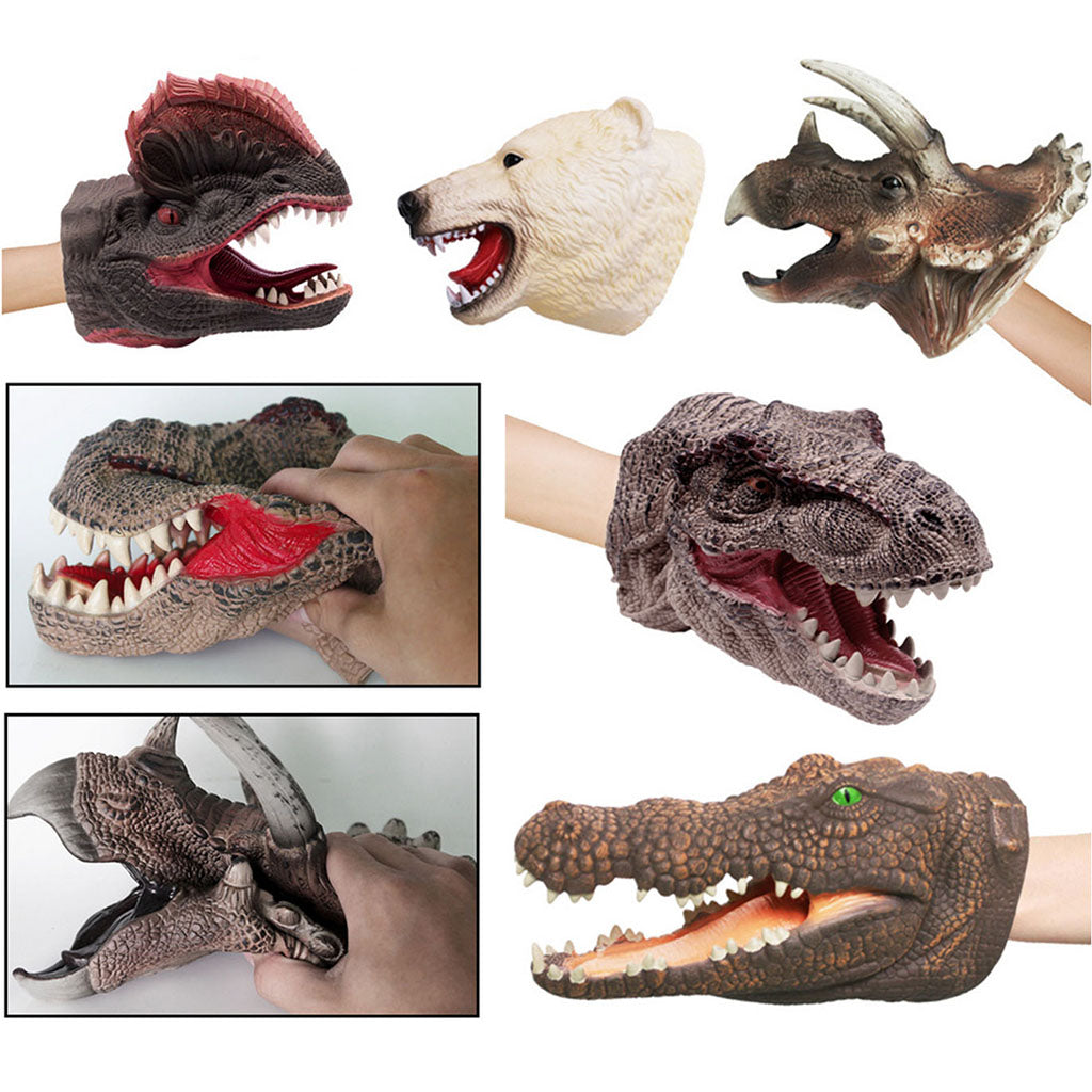 Simulation Dinosaur Animal Head Model Hand Puppet Kids Toy Polar Bear