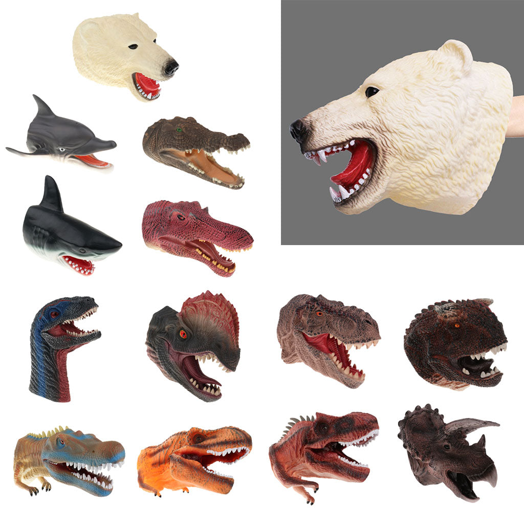 Simulation Dinosaur Animal Head Model Hand Puppet Kids Toy Polar Bear
