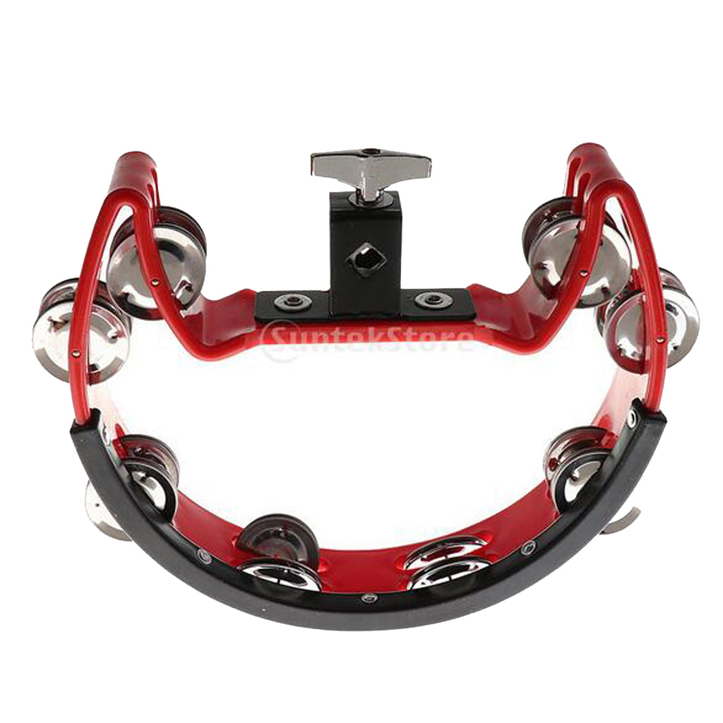 Music Rattle Tambourine Handbell Shaker for Precussion Accompaniment Red