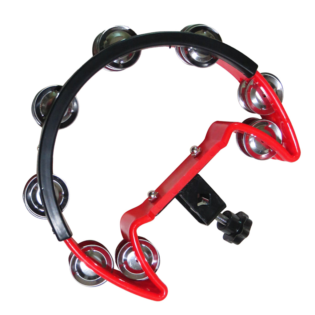 Music Rattle Tambourine Handbell Shaker for Precussion Accompaniment Red