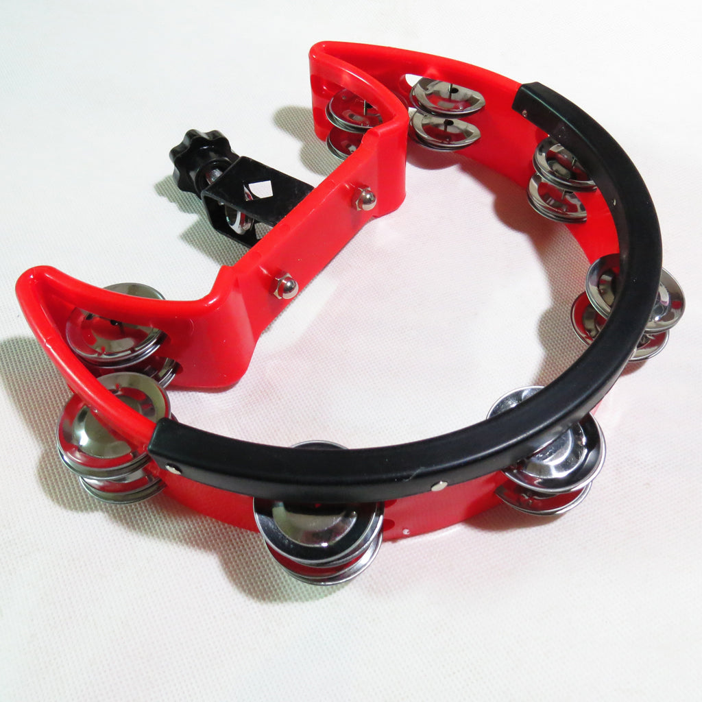 Music Rattle Tambourine Handbell Shaker for Precussion Accompaniment Red