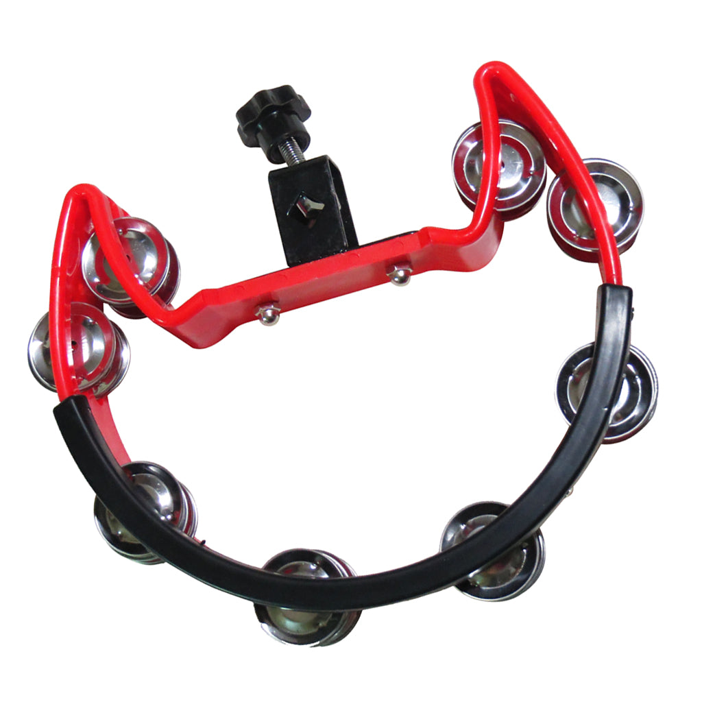 Music Rattle Tambourine Handbell Shaker for Precussion Accompaniment Red