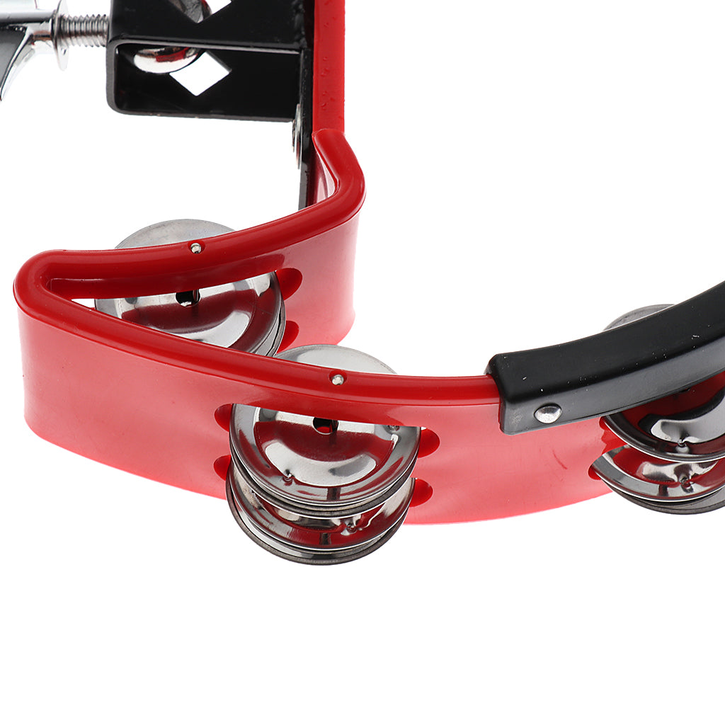 Music Rattle Tambourine Handbell Shaker for Precussion Accompaniment Red