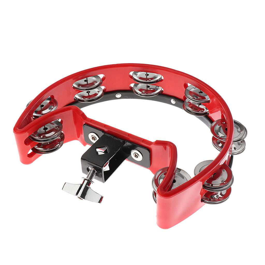 Music Rattle Tambourine Handbell Shaker for Precussion Accompaniment Red