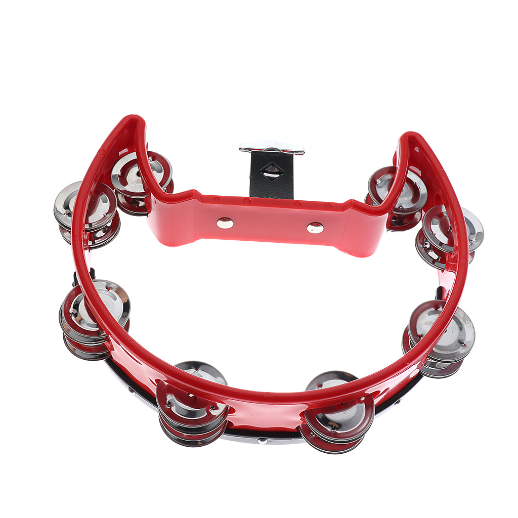 Music Rattle Tambourine Handbell Shaker for Precussion Accompaniment Red