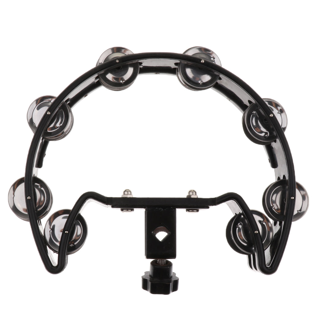 Music Rattle Tambourine Handbell Shaker for Precussion Accompaniment Black