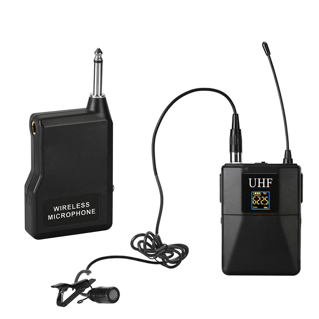 Wireless Microphone System Lavalier Mic with XLR Cable Transmitter Receiver