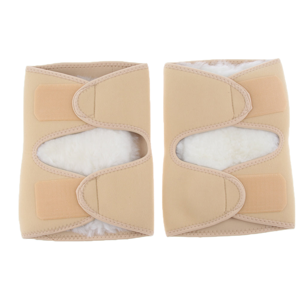 1 Pair Breathable Warm Knee Brace Sleeve Winter Knee Protector Wrap Beige-M