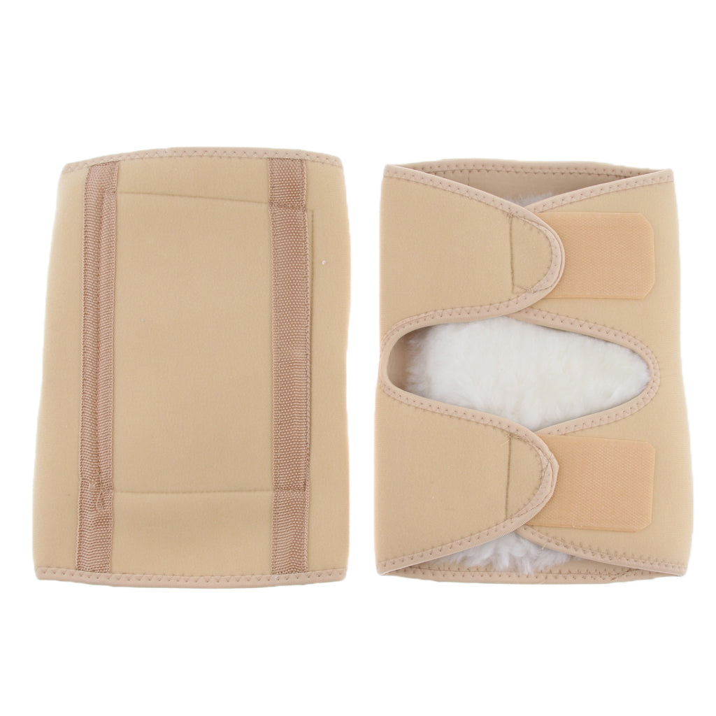 1 Pair Breathable Warm Knee Brace Sleeve Winter Knee Protector Wrap Beige-M