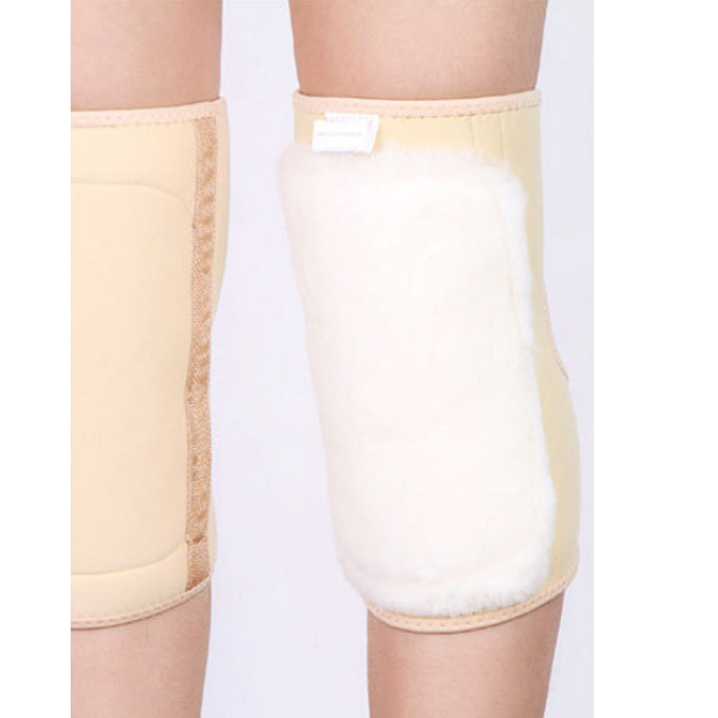 1 Pair Breathable Warm Knee Brace Sleeve Winter Knee Protector Wrap Beige-M