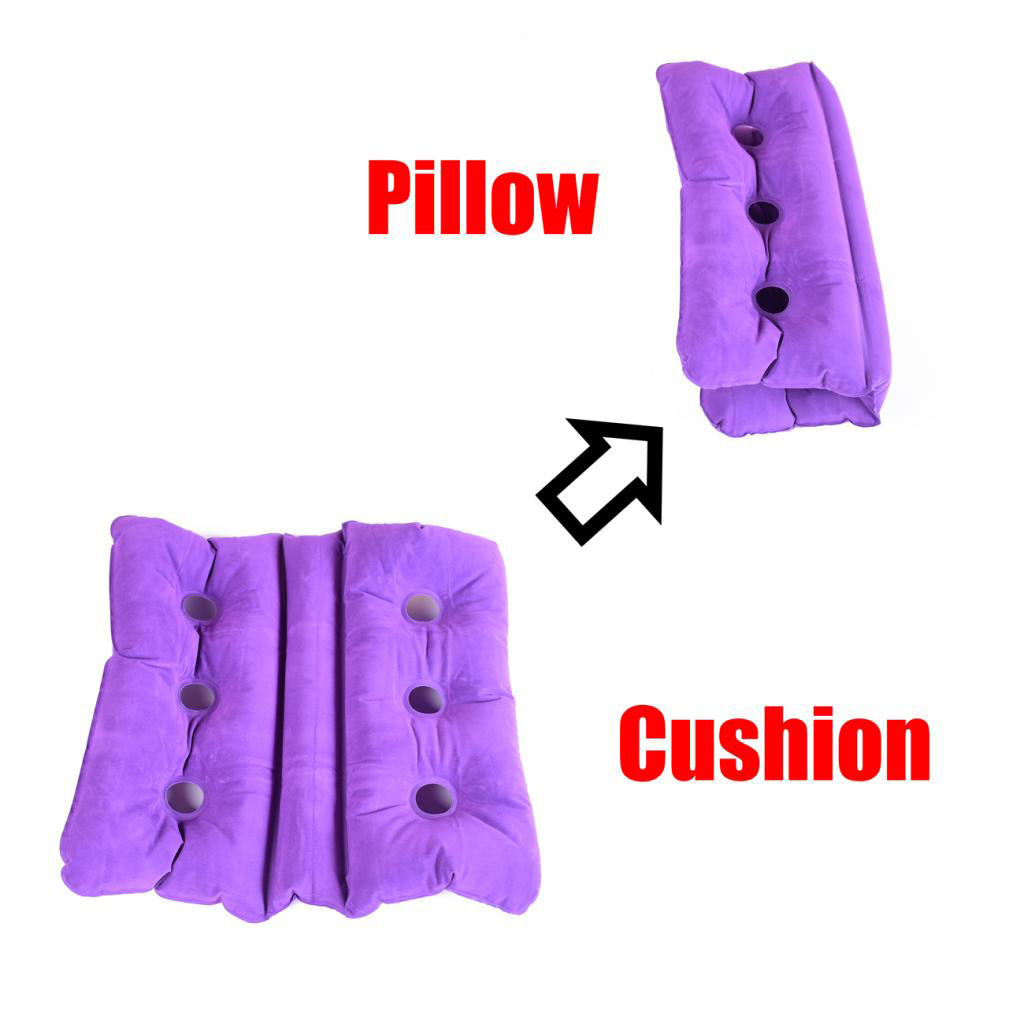 Foldable Air Inflatable Cushion Seat Chair Wheelchair Pillow Pad Purple