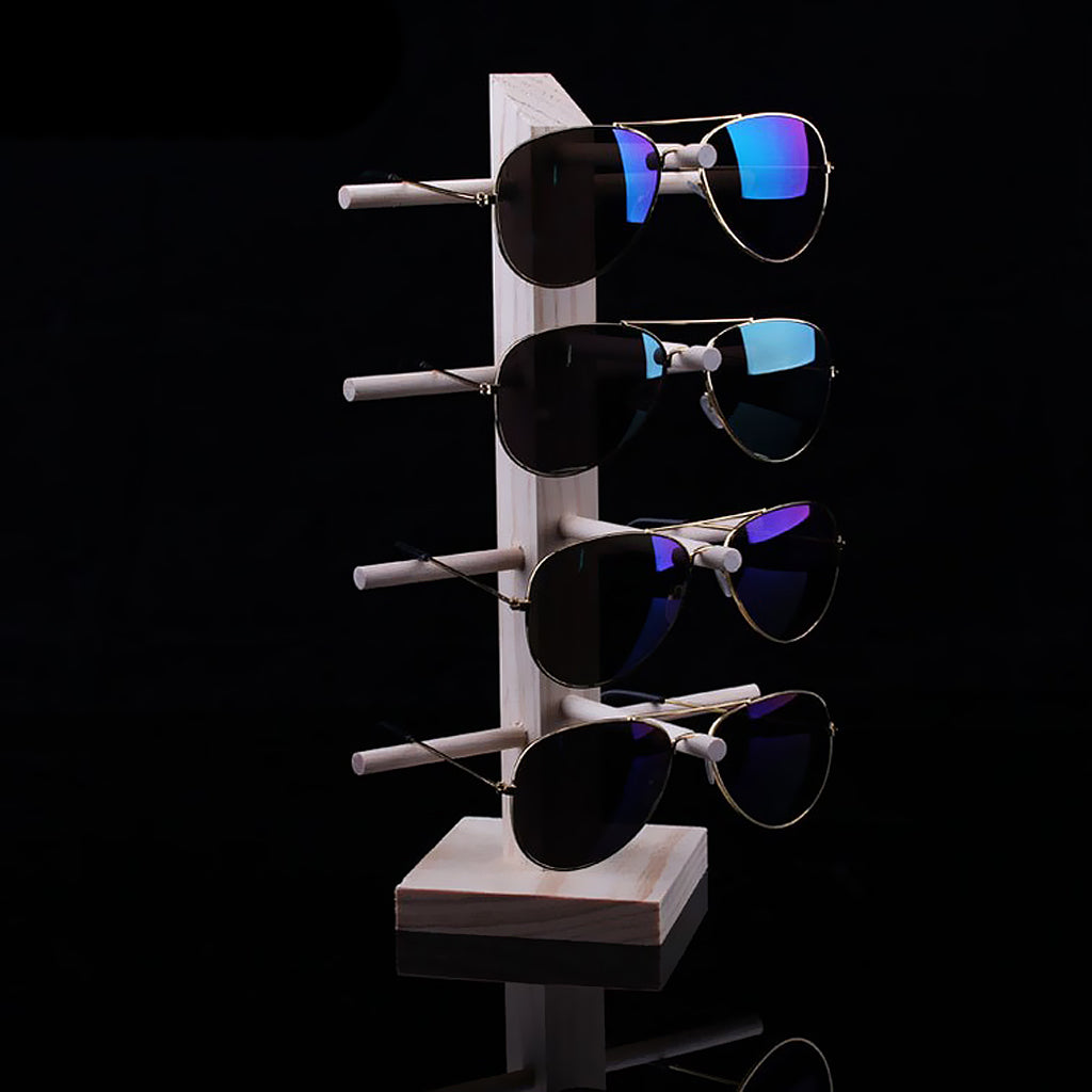 Wood Sunglasses Eyeglass Rack Display Stand Holder Single Line for 4 Pairs