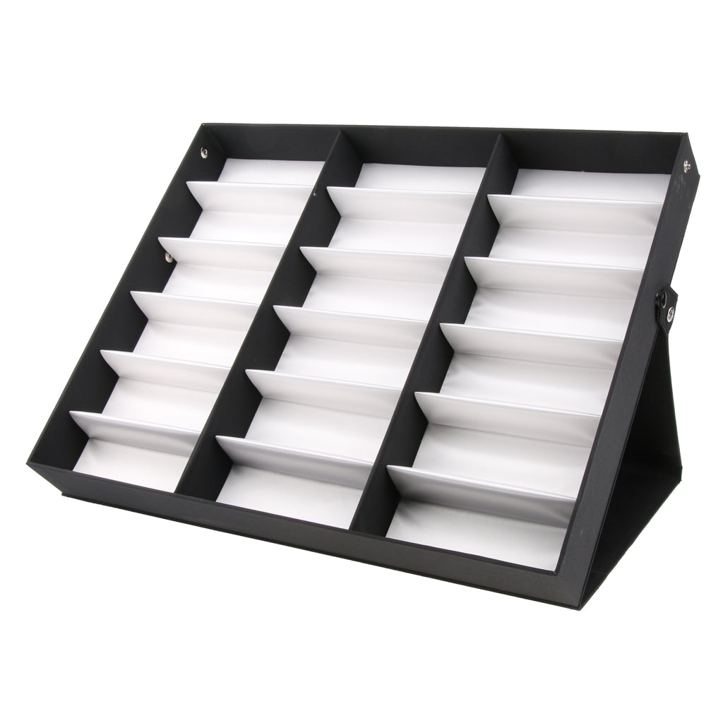 18 Slots Eyeglass Sunglasses Display Stand Box Organizer Holder Case White