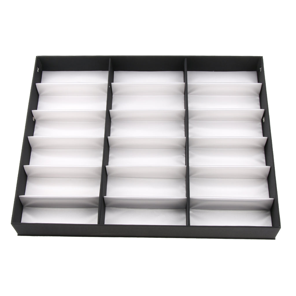 18 Slots Eyeglass Sunglasses Display Stand Box Organizer Holder Case White