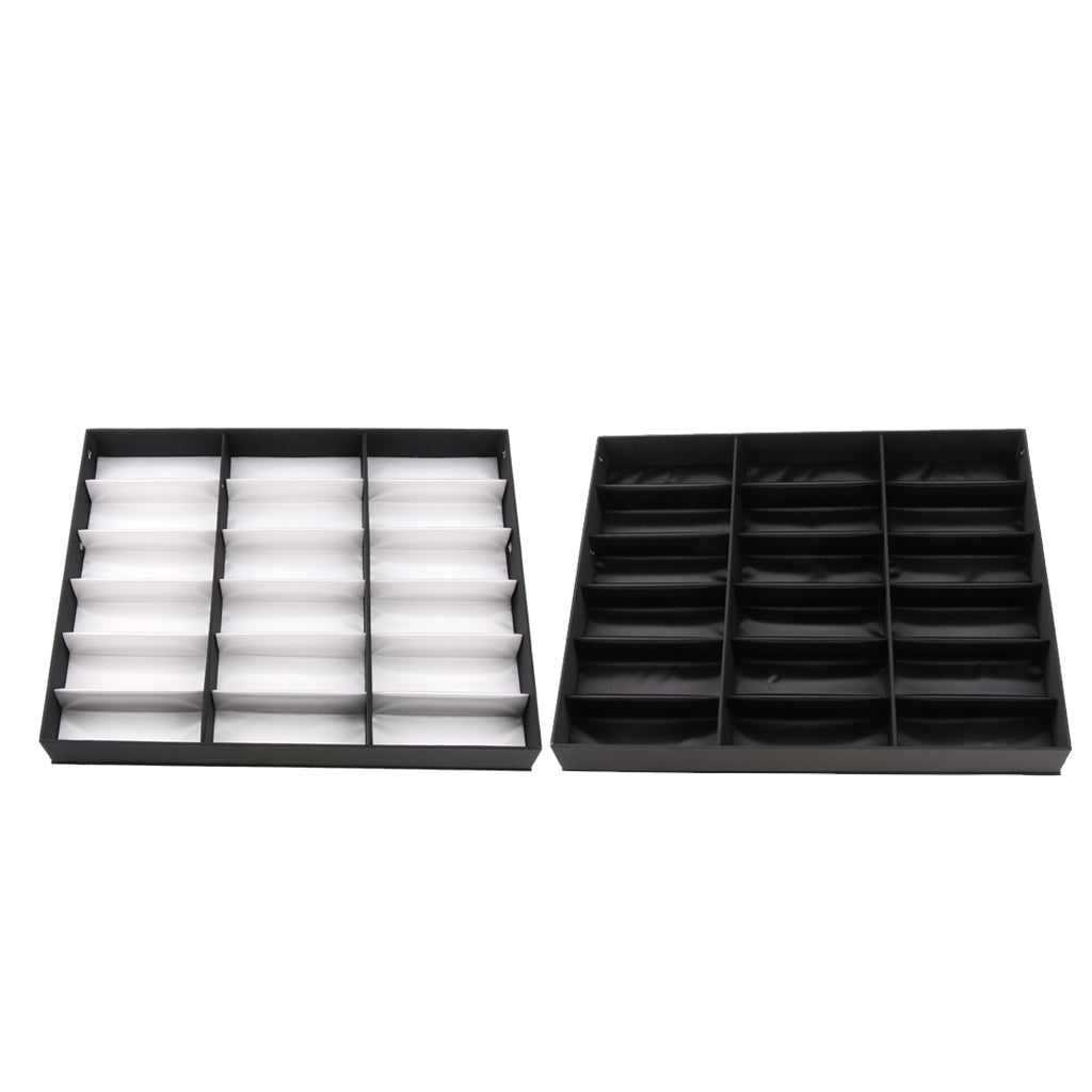 18 Slots Eyeglass Sunglasses Display Stand Box Organizer Holder Case White