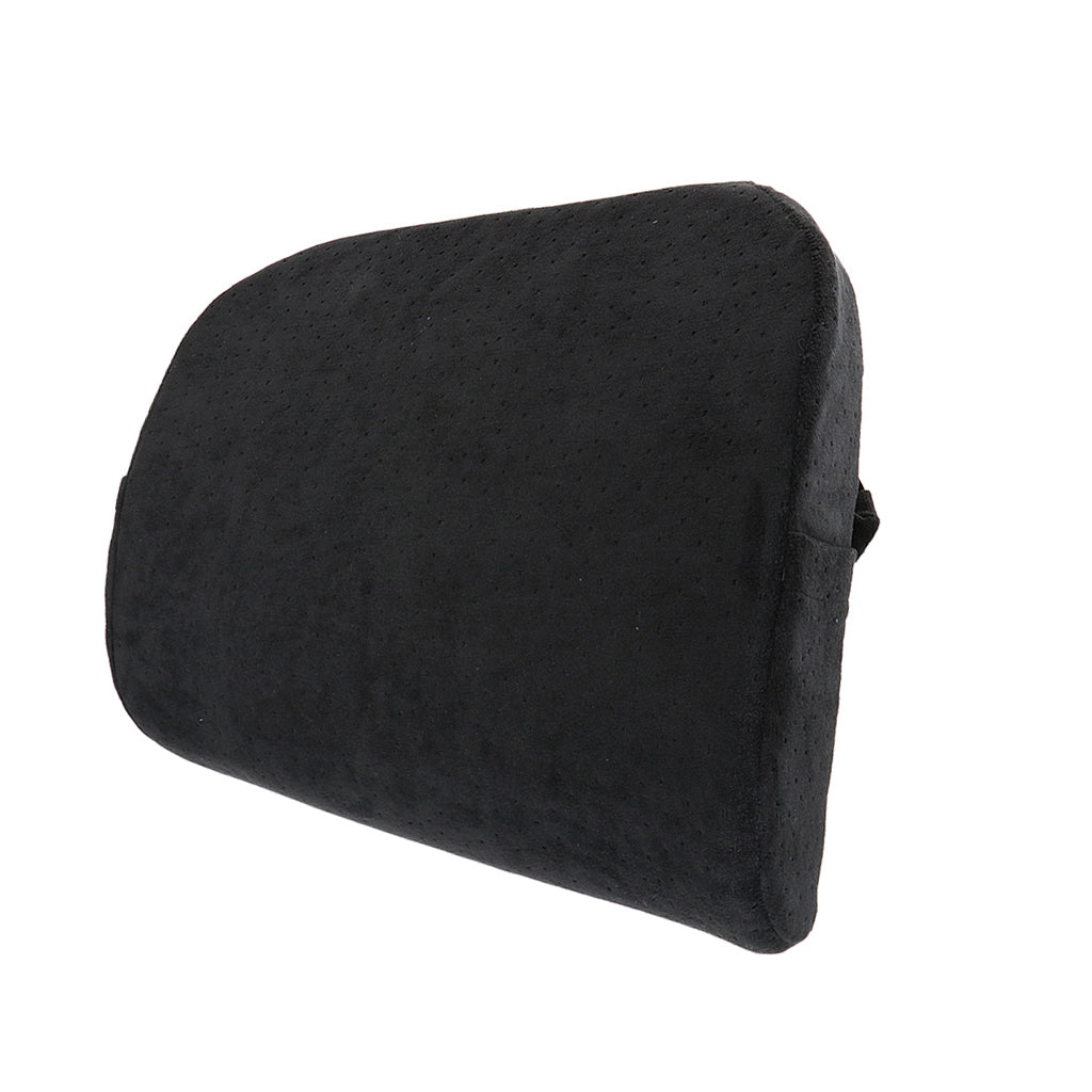 Memory Foam Lumbar Back Support Seat Cushion Travel Pillow for Chair Black