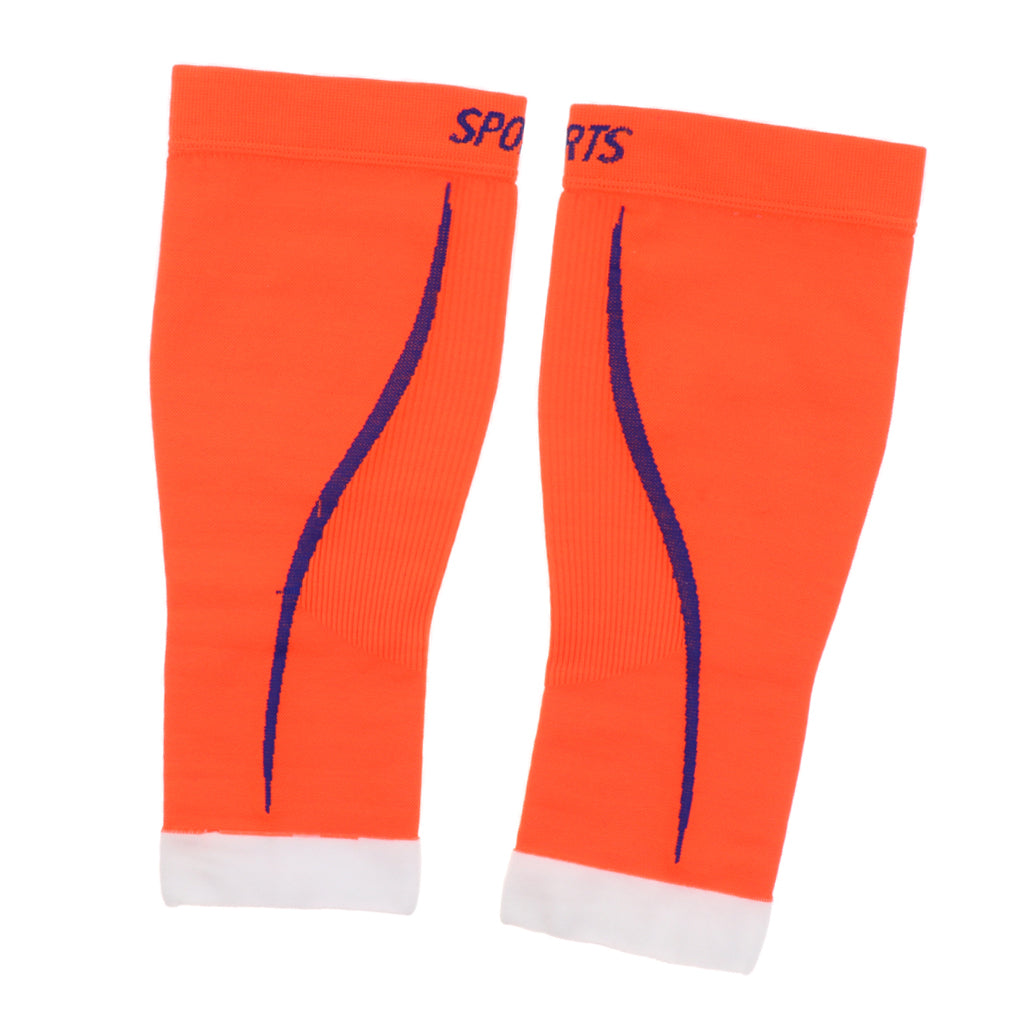 1 Pair Sport Leg Compression Sleeves Calf Guard Brace S-M Orange