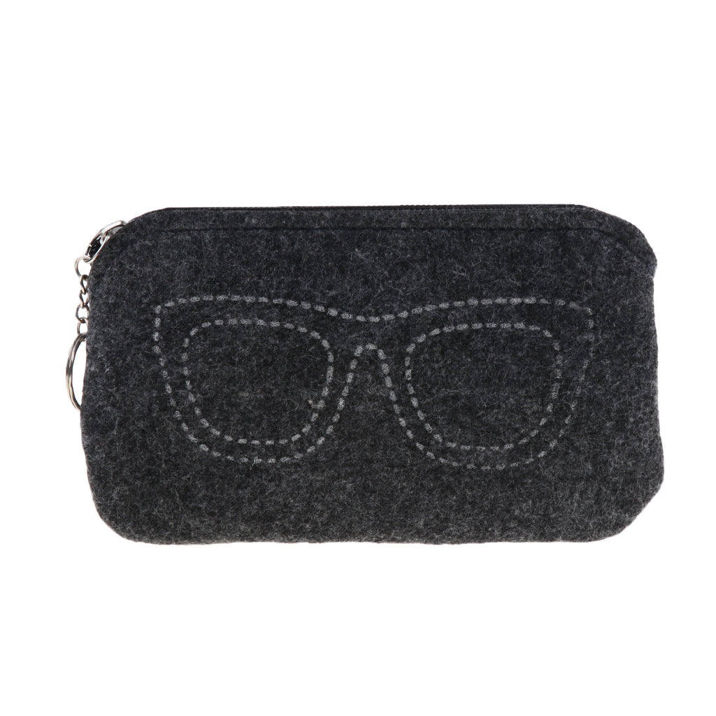 5 Pieces Felt Eyewear Eyeglass Case Sunglasses Pouch Storage Bag Dark Grey