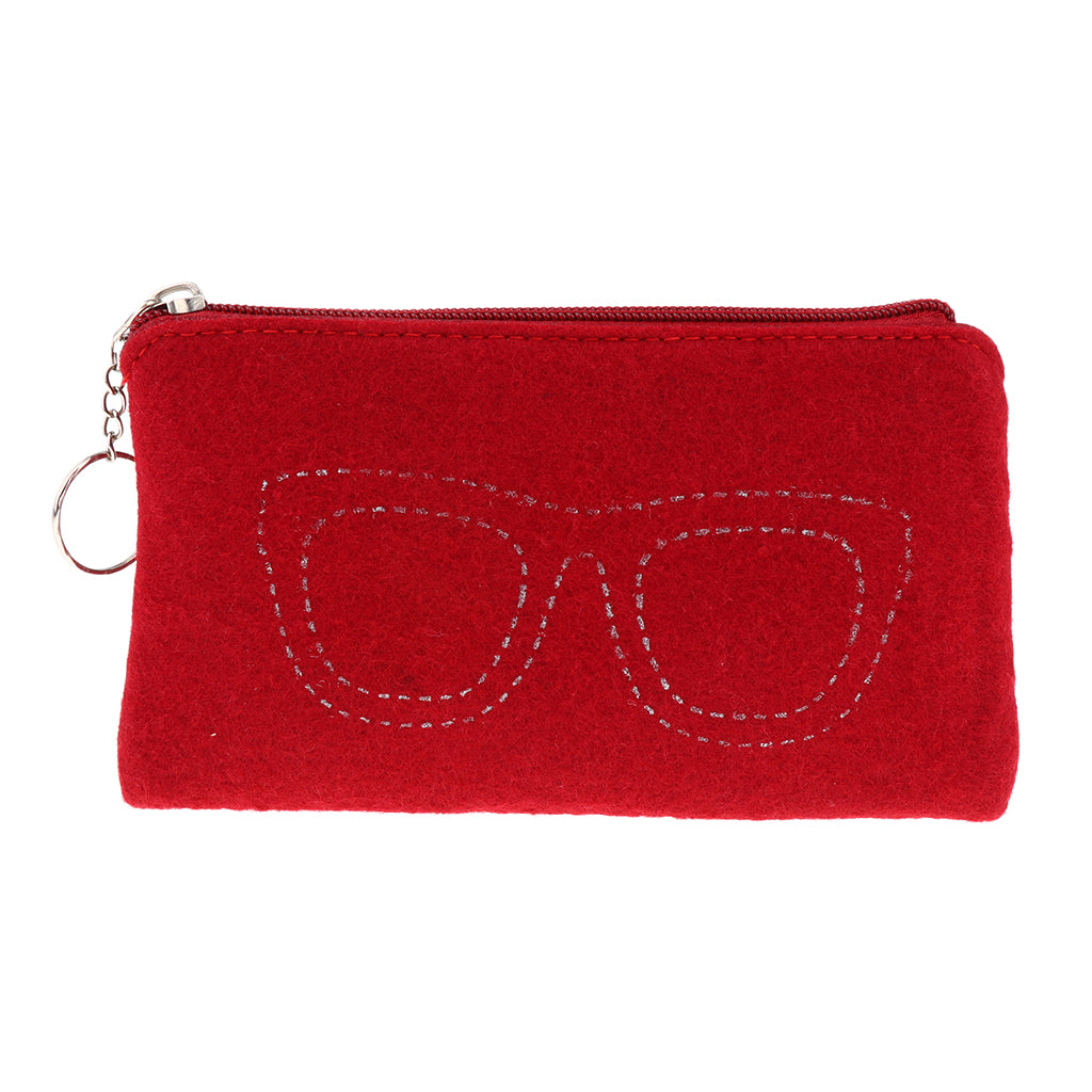 5 Pieces Felt Eyewear Eyeglass Case Sunglasses Pouch Storage Bag Red