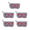 5 Pieces Zipper Eyeglasses Sunglasses Case Pouch Bag Storage Felt Cloth Red