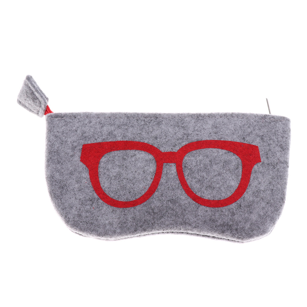 5 Pieces Zipper Eyeglasses Sunglasses Case Pouch Bag Storage Felt Cloth Red