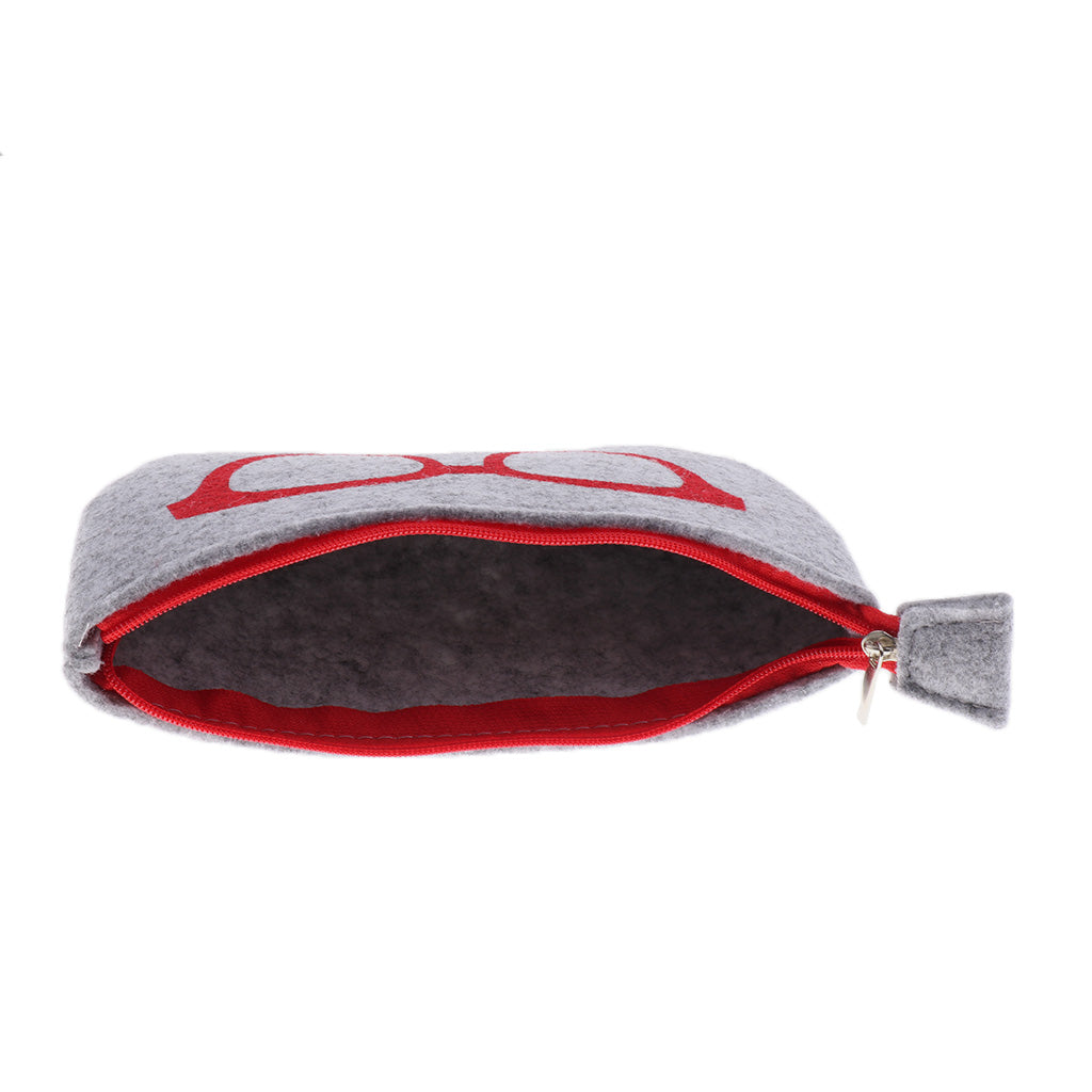 5 Pieces Zipper Eyeglasses Sunglasses Case Pouch Bag Storage Felt Cloth Red