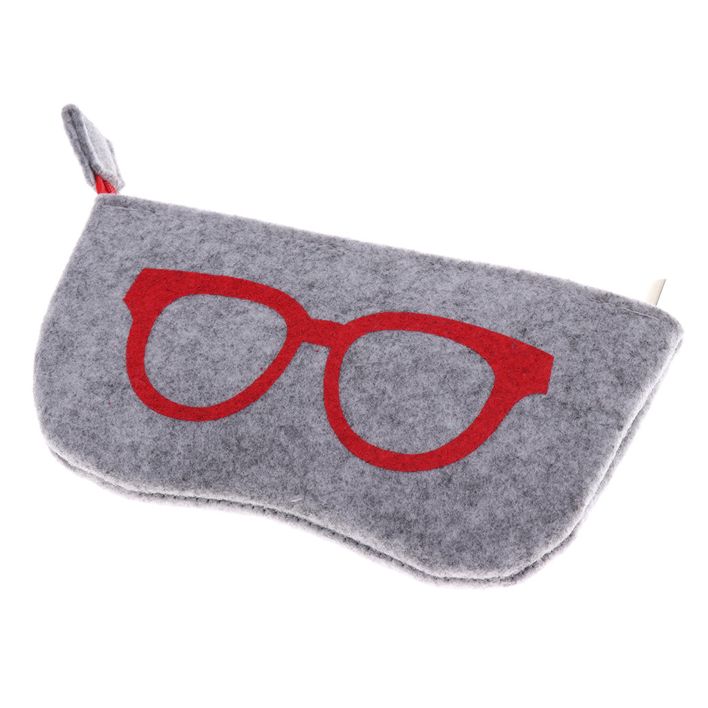 5 Pieces Zipper Eyeglasses Sunglasses Case Pouch Bag Storage Felt Cloth Red