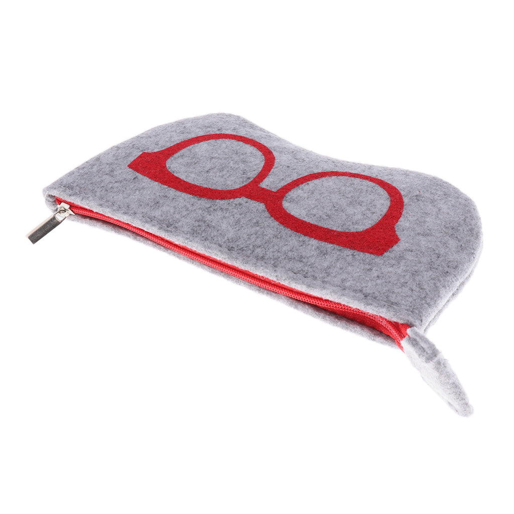 5 Pieces Zipper Eyeglasses Sunglasses Case Pouch Bag Storage Felt Cloth Red