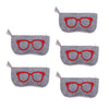 5 Pieces Zipper Eyeglasses Sunglasses Case Pouch Bag Storage Felt Cloth Red