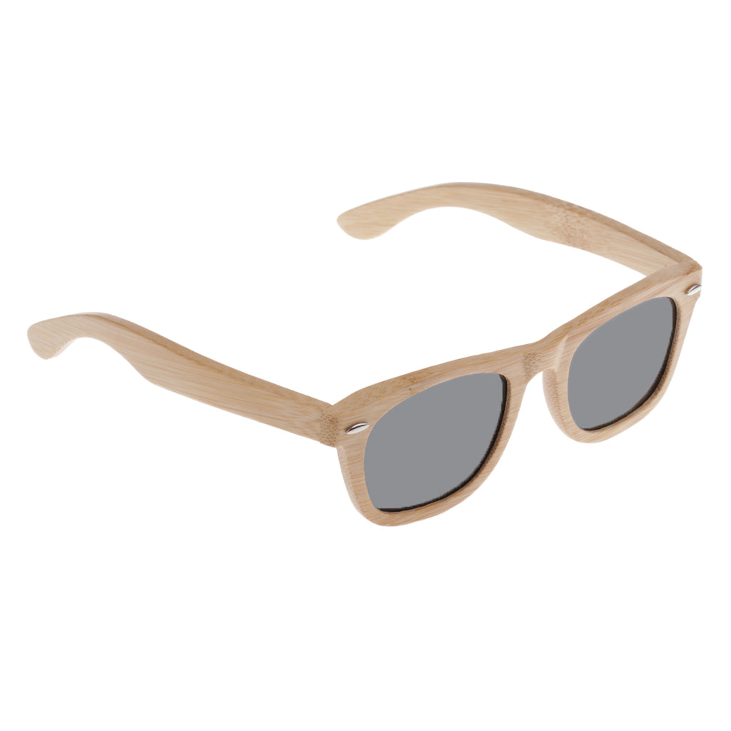 Men Women Bamboo UV 400 Polarized Sunglasses Wood Glasses with Box Gray