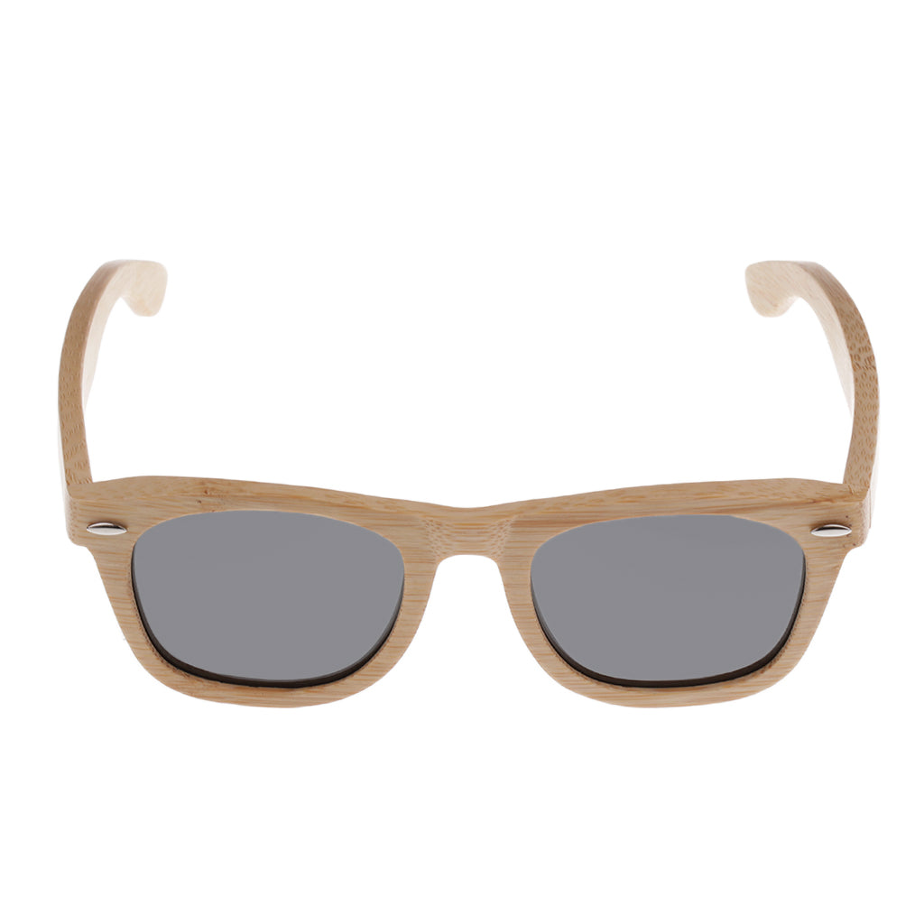 Men Women Bamboo UV 400 Polarized Sunglasses Wood Glasses with Box Gray