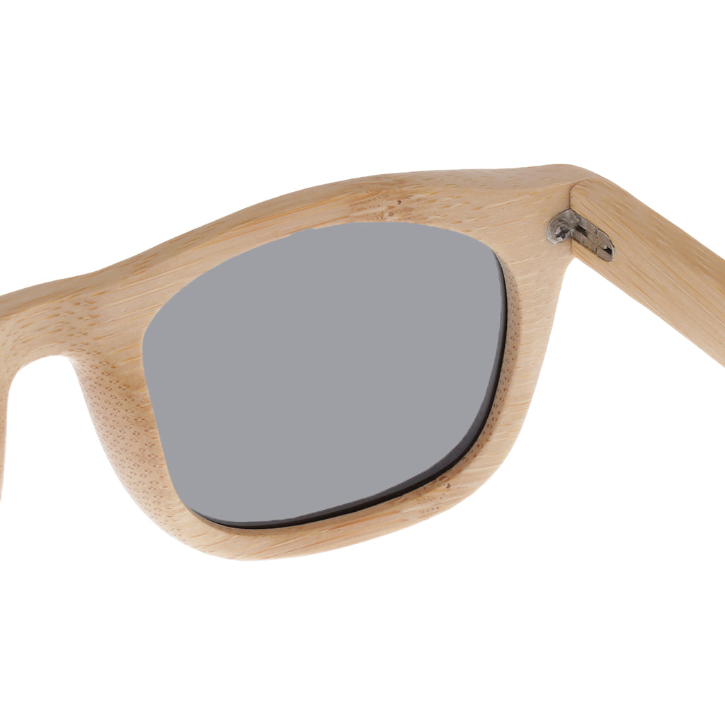 Men Women Bamboo UV 400 Polarized Sunglasses Wood Glasses with Box Gray