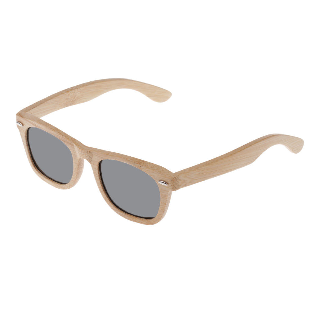 Men Women Bamboo UV 400 Polarized Sunglasses Wood Glasses with Box Gray