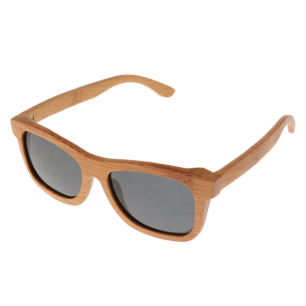 Bamboo Wooden Polarized Sunglasses Wood Glasses for Men Women Black