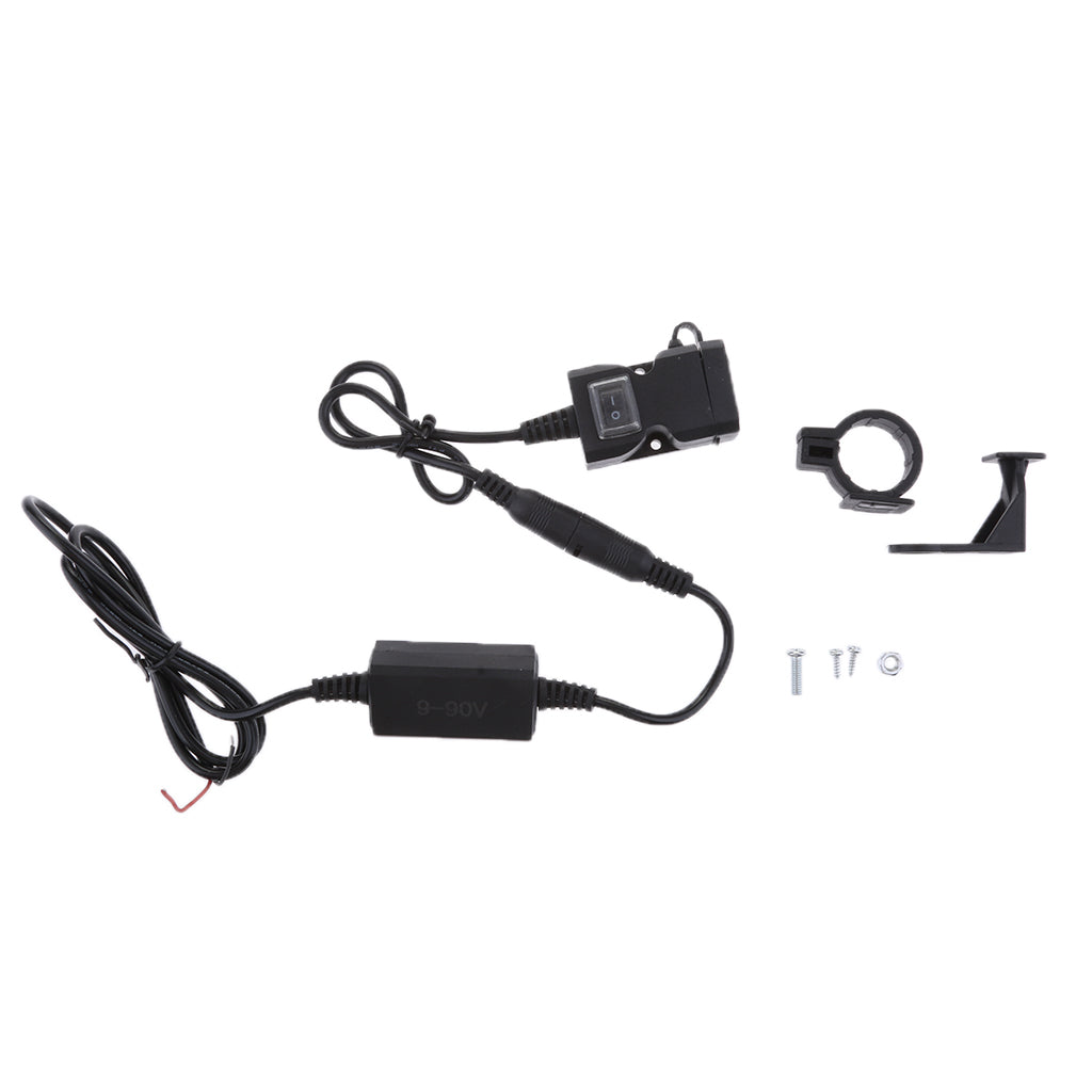 Mobile Phone Dual USB Charger Waterproof 9-90V for Motorcycle Scooter