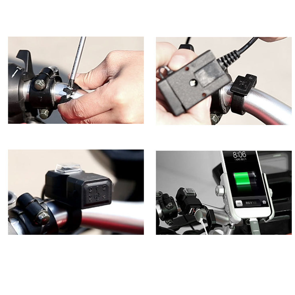 Mobile Phone Dual USB Charger Waterproof 9-90V for Motorcycle Scooter