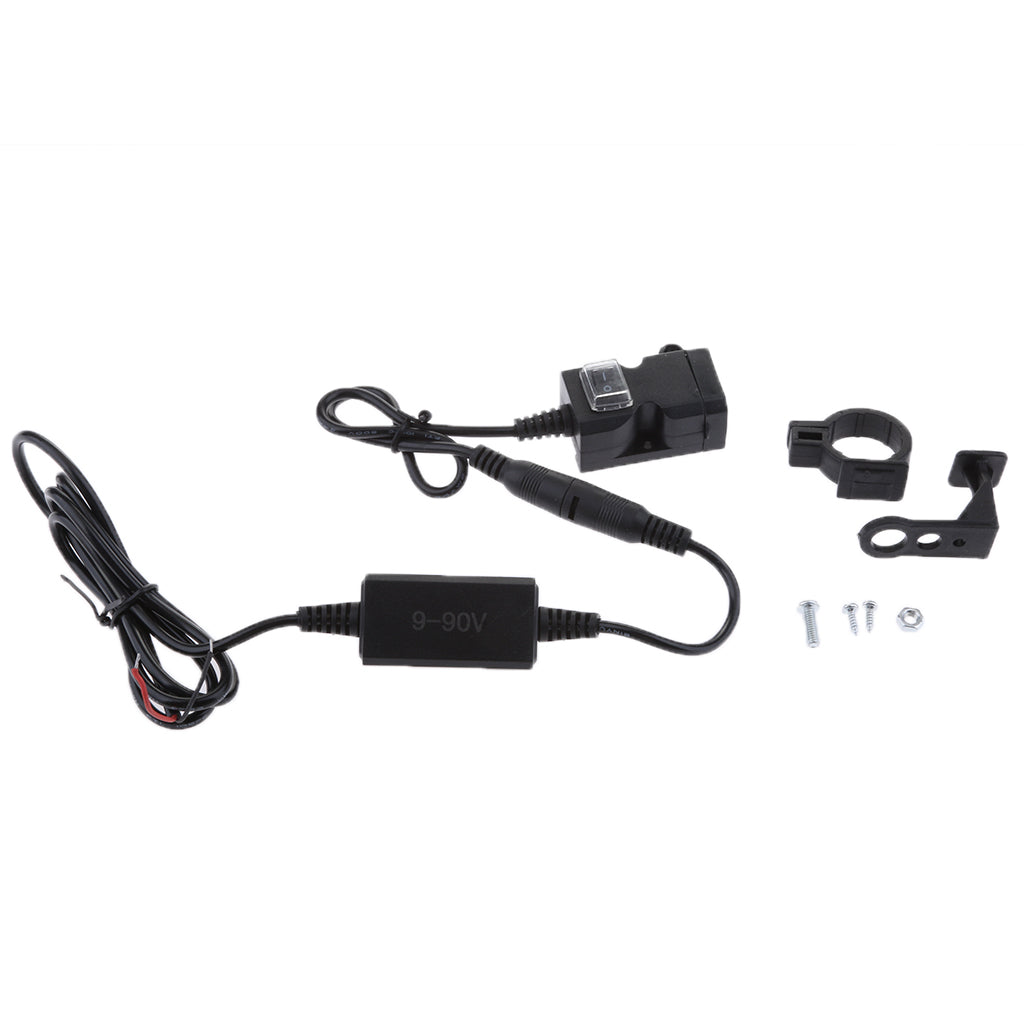 Mobile Phone Dual USB Charger Waterproof 9-90V for Motorcycle Scooter