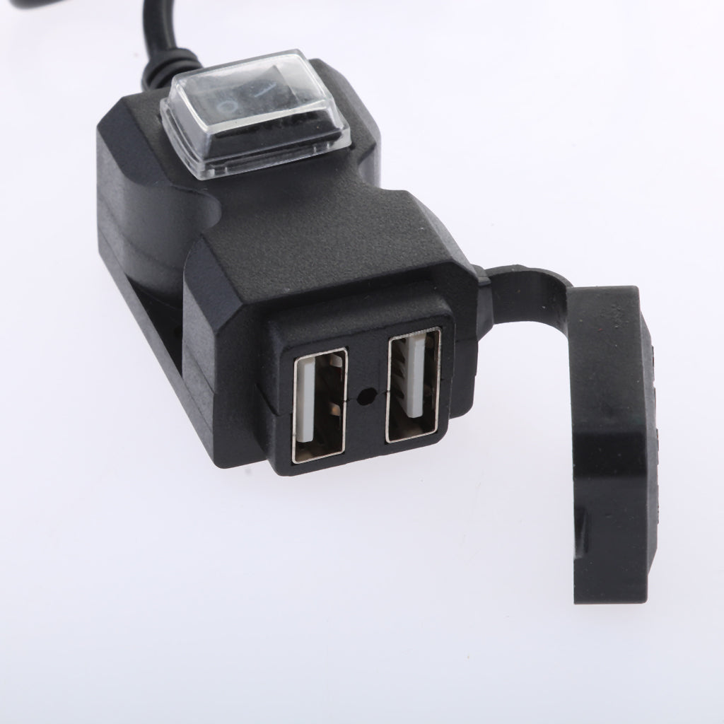 Mobile Phone Dual USB Charger Waterproof 9-90V for Motorcycle Scooter