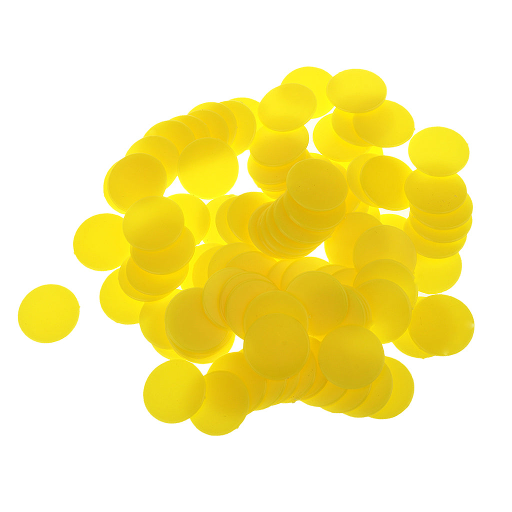 100 Opaque Plastic Board Game Counters Tiddly winks Numeracy Teaching Yellow