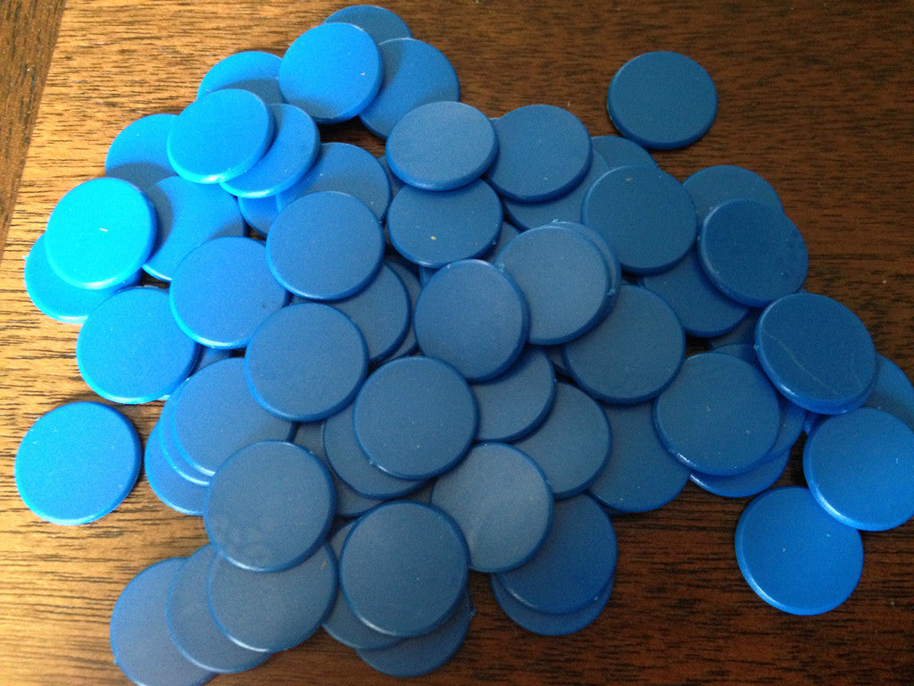 100 Opaque Plastic Board Game Counters Tiddly winks Numeracy Teaching Blue