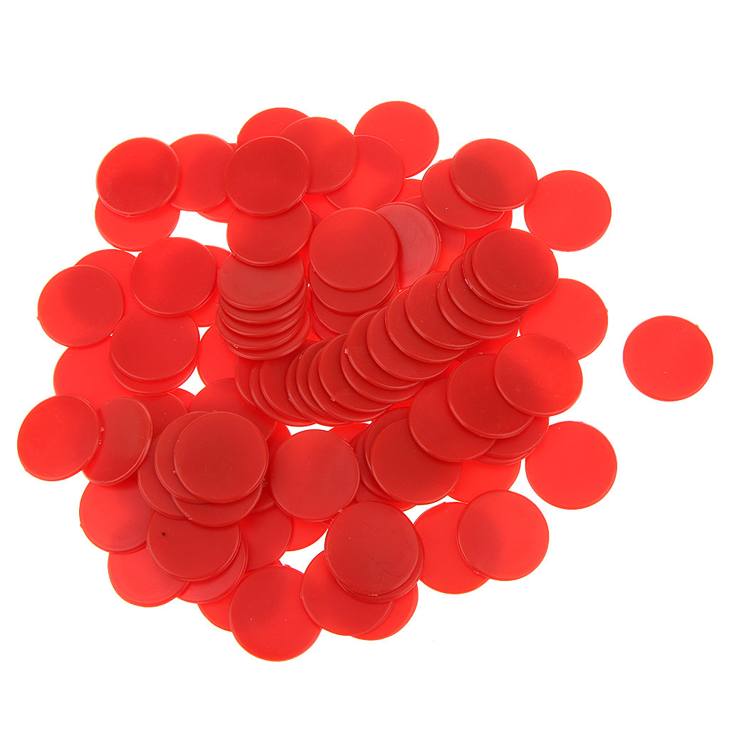 100 Opaque Plastic Board Game Counters Tiddly winks Numeracy Teaching Red