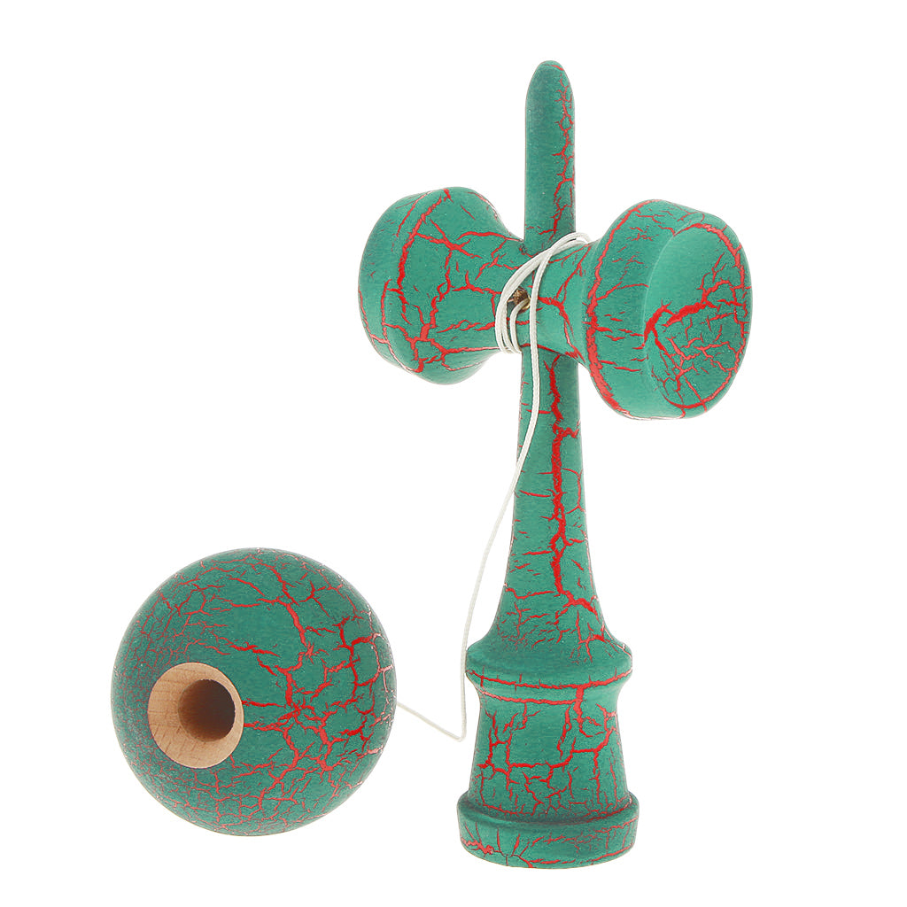 Wooden Crack Paint Kendama Toy Kids Ball Games Green & Red