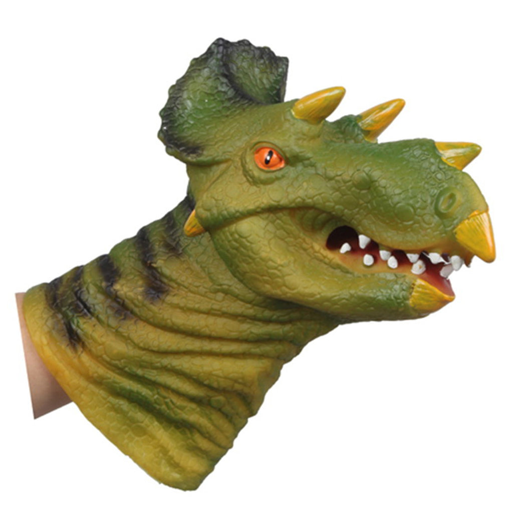 Green Triceratops Head Action Figure Hand Puppet Toy Gift