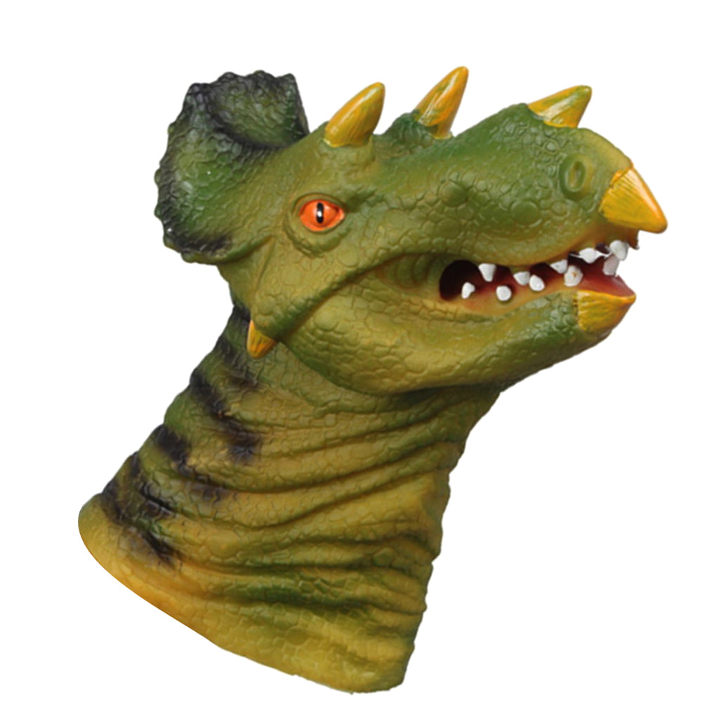 Green Triceratops Head Action Figure Hand Puppet Toy Gift